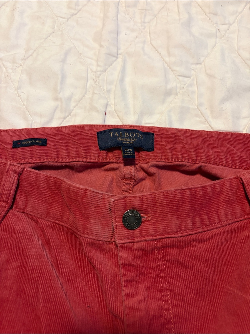 Talbots Coral-Red Corduroy Jeans